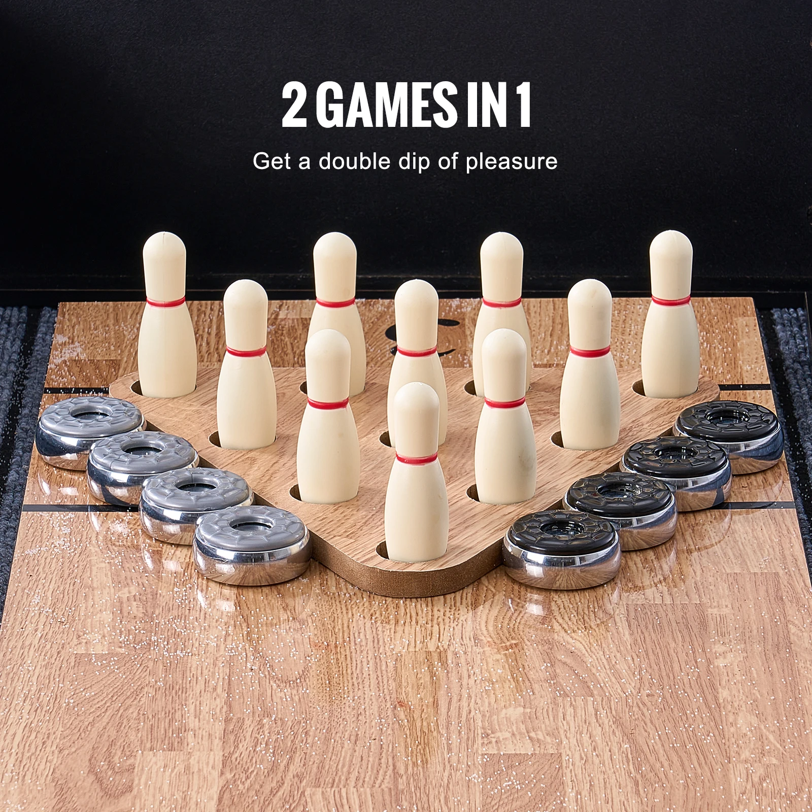 9ft LED Light Up Shuffleboard Table for Family Game Room