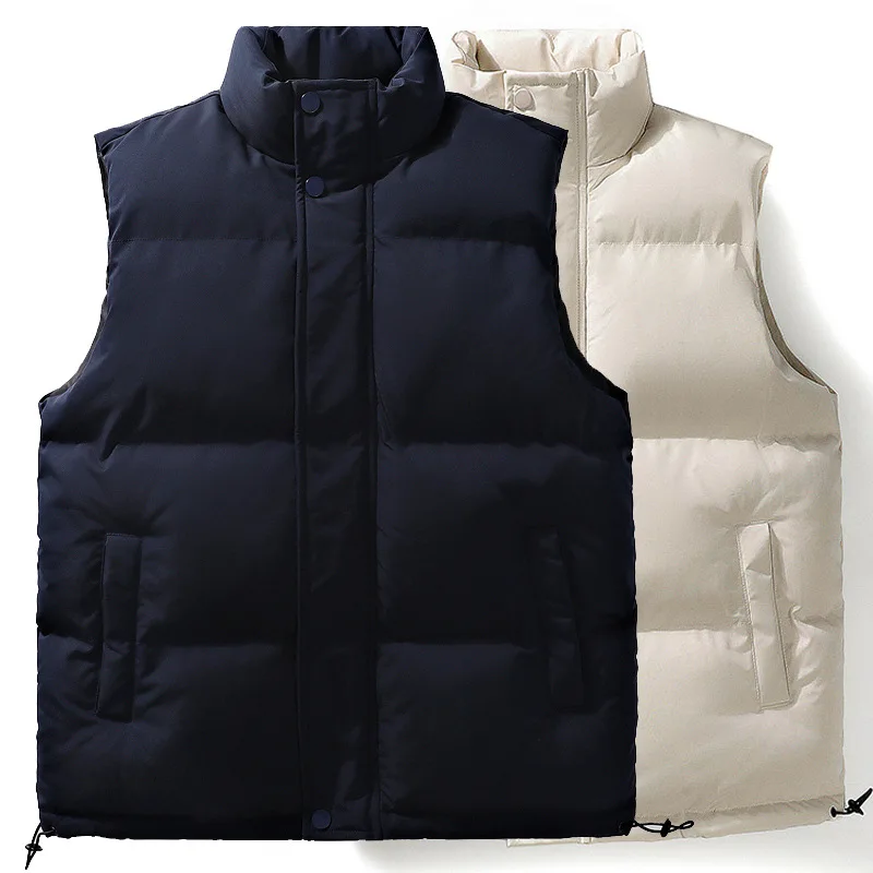 

Men's down Cotton Vest Stand-up Collar Thermal Cold-Proof Casual Waistcoat Cotton Vest Multi-Pocket Sleeveless Vest Trendy Large
