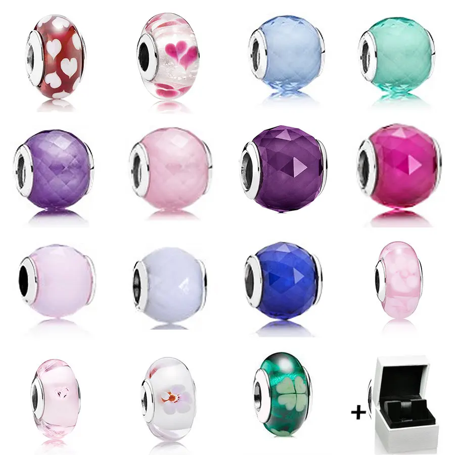 

Стеклянные бусины с пузырьками для браслета, из серебра 100% пробы