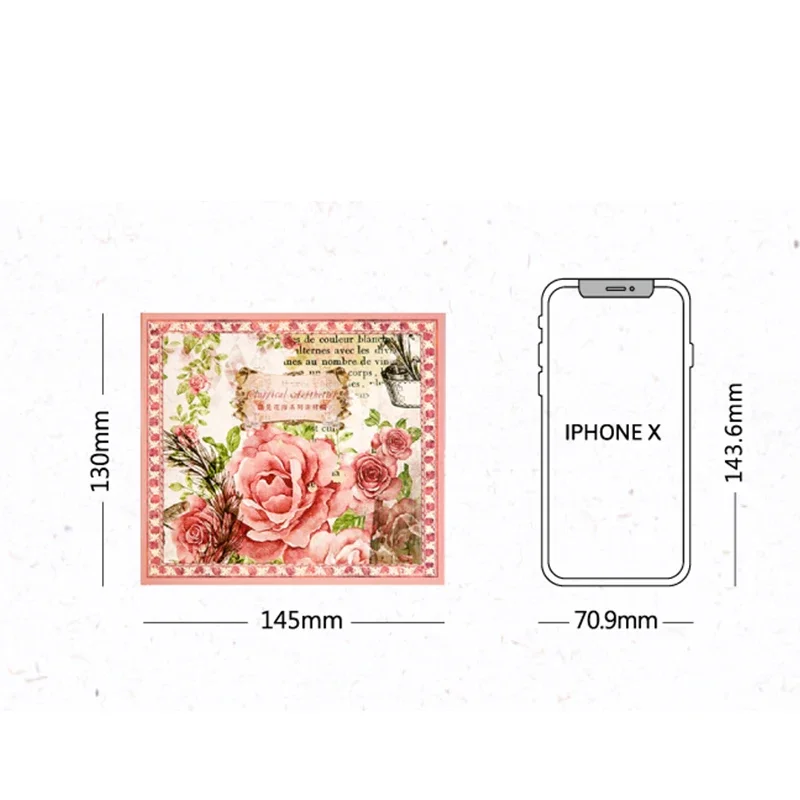 꽃 나비 책 메모 용품 콜라주 공책, 필기 패드 베이스, 필기 종이 장식 145*130mm, 50 개 재료