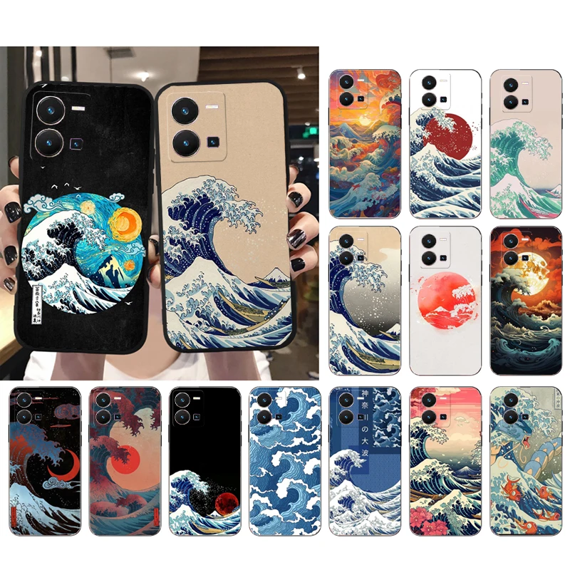 

Japanese Illustration Waves Phone Case For VIVO Y53S Y33S Y31 Y21 Y70 Y21S Y72 Y35 V27 V27E V23E V21 V23 Pro V21E V20 SE Shell