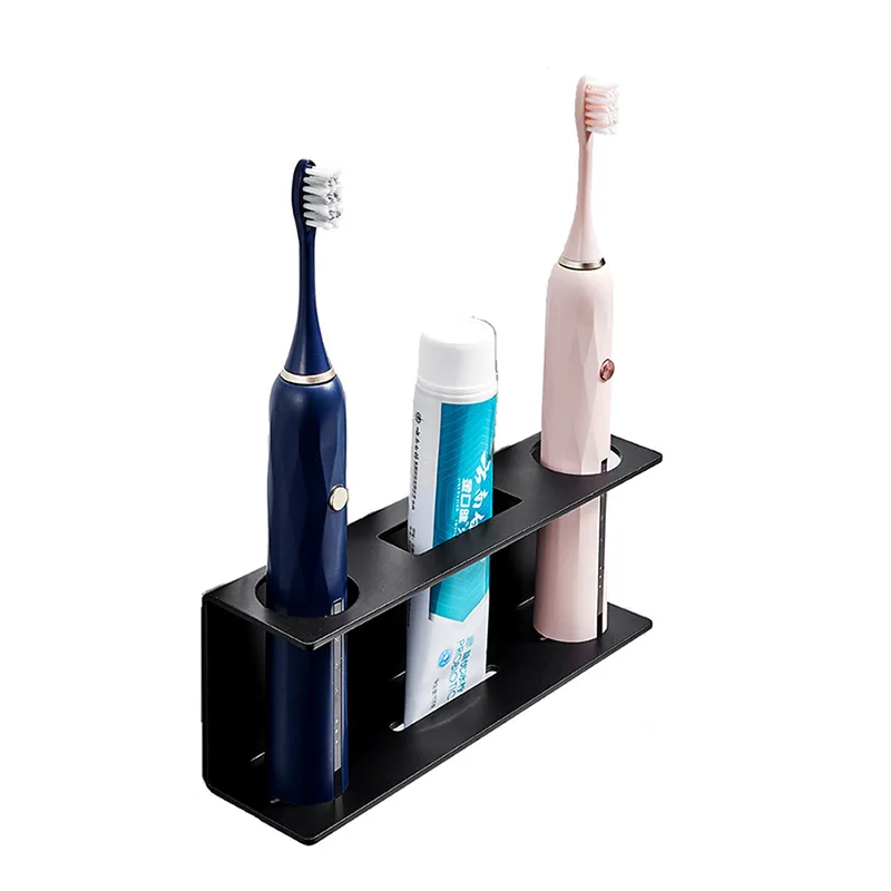 Wall Mounted Electric Toothbrush Holder Black Toothpaste Holder For Bathroom Shelf White Storage Rack For Home