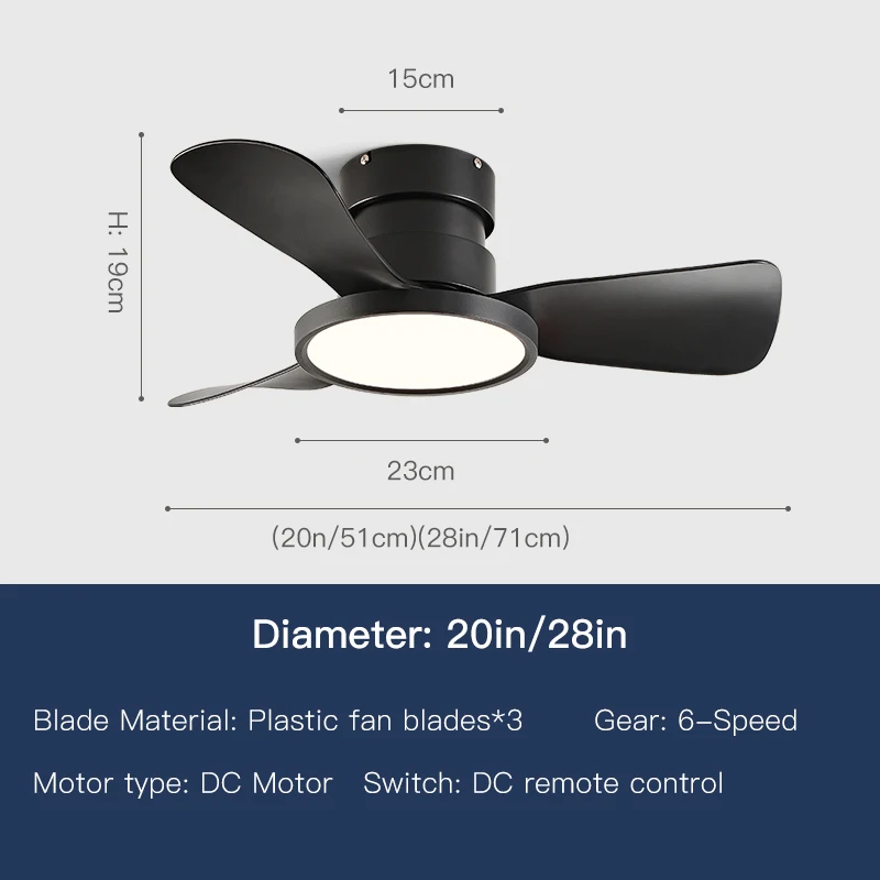 20 28 인치 천장 팬 ABS 인버터 라이트 원격 제어 인공 호흡기 천장 조명 커피 숍 공장 홈 침실