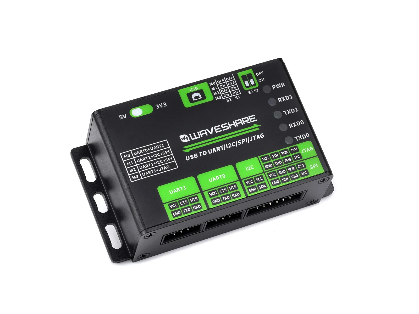 Waveshare USB to UART, I2C, SPI, JTAG ȯ,  ̽ , 3.3V  5V  ȣ ȣȯ