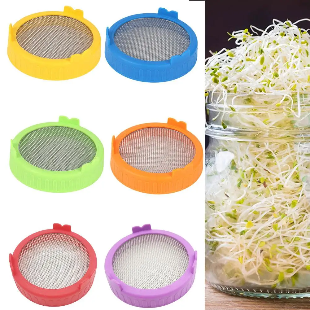Wide Mouth Plastic Mason Jarhipping Seed Crop Germination for Jar Plant Sprouting Lid Food Grade Mesh Sprout Cover for Maso L8O1 2