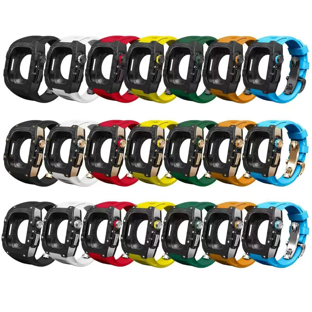 Carbon Fiber Protective Case for iWatch Series 87654SE High-end SmartWatch ModificationKit for Apple Watch 44mm 45mm Accessories