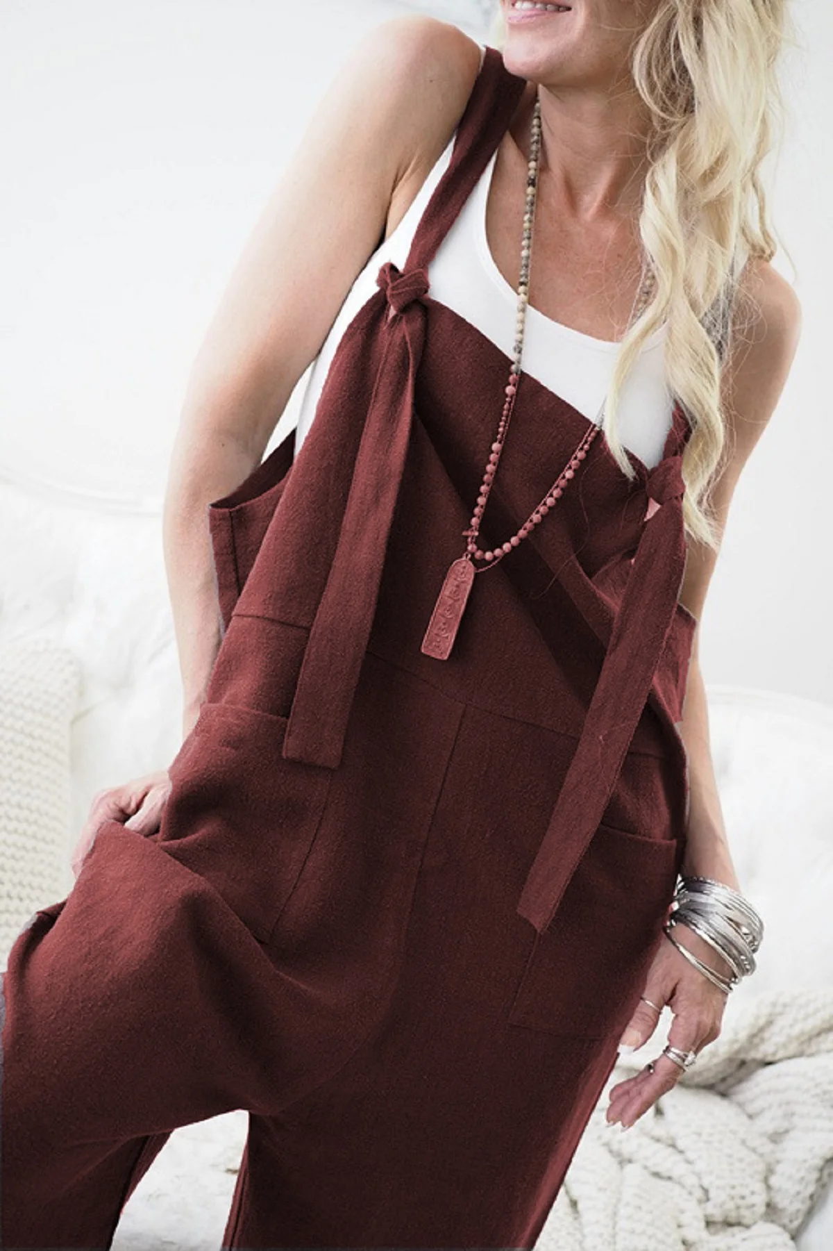 Loose Ladies Bib Pant Suspender Trouser Linen Female Women One-Piece Wide Leg Romper Overalls Jumpsuit Streetwear Plus Size 5