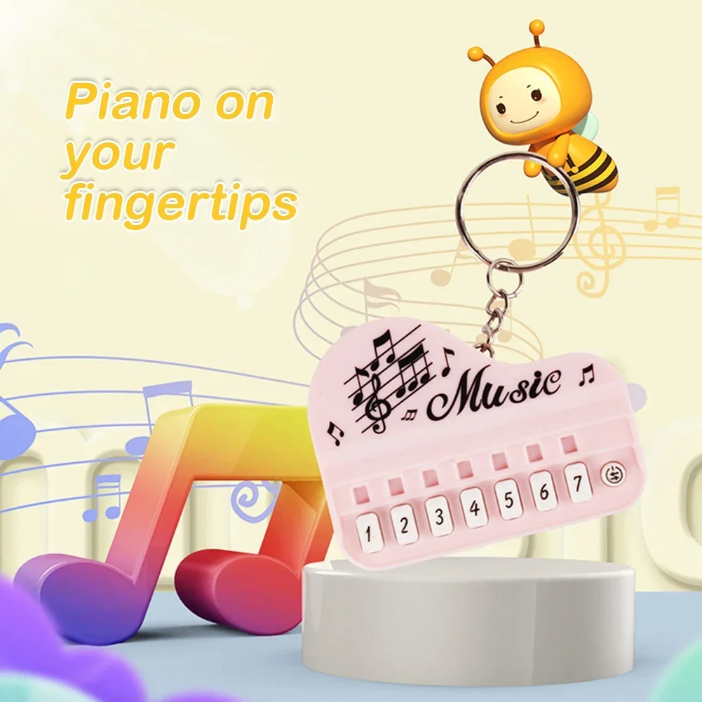 New Piano Toy Keychain Mini Electronic Organ Piano Key Chain with Lights Multifunctional Electronic Piano Pendant Keyring Gift