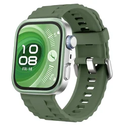 Premium Sport Silicone Replacement Strap for Huawei Watch Fit - Enhanced Comfort and Durability (20 Green Silver)