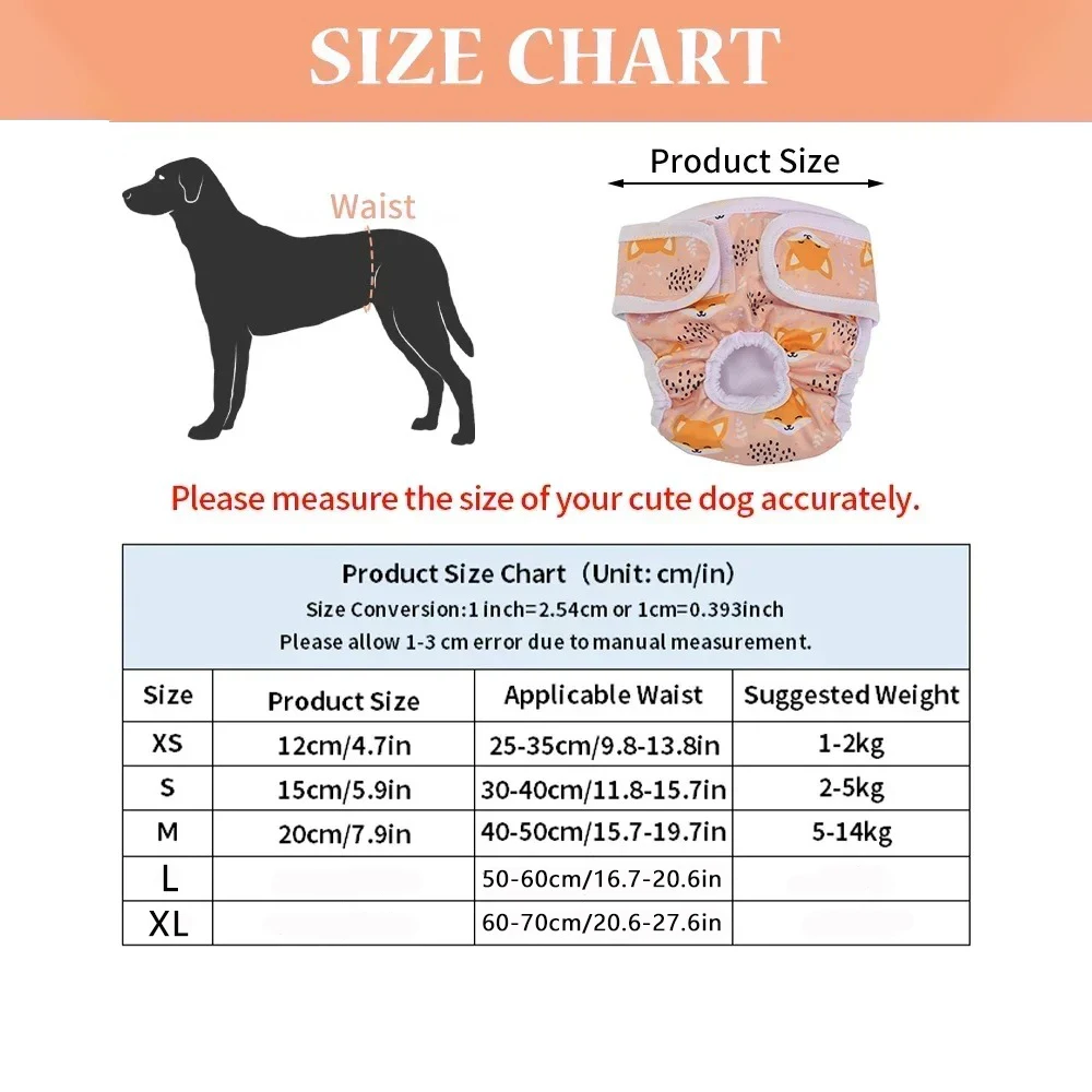 Dog Diapers Pet Diapers Dog Nappies 3pcs Set Washable Female Dog Physiological Pants Cute Cartoon Print Dog Diaper Underwear Sanitary Panties Random Colors