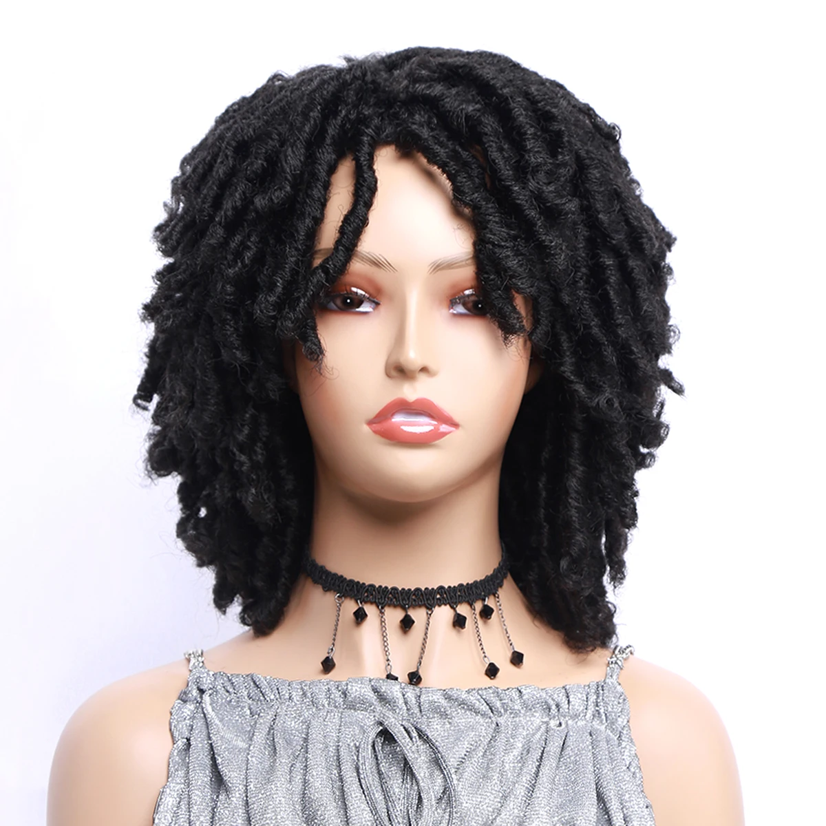 Soft Dreadlocs Wig Afro Short Braided Wigs Afro Bob Wig Synthetic DreadLock Wigs For Black Woman Short Curly Ends Cosplay