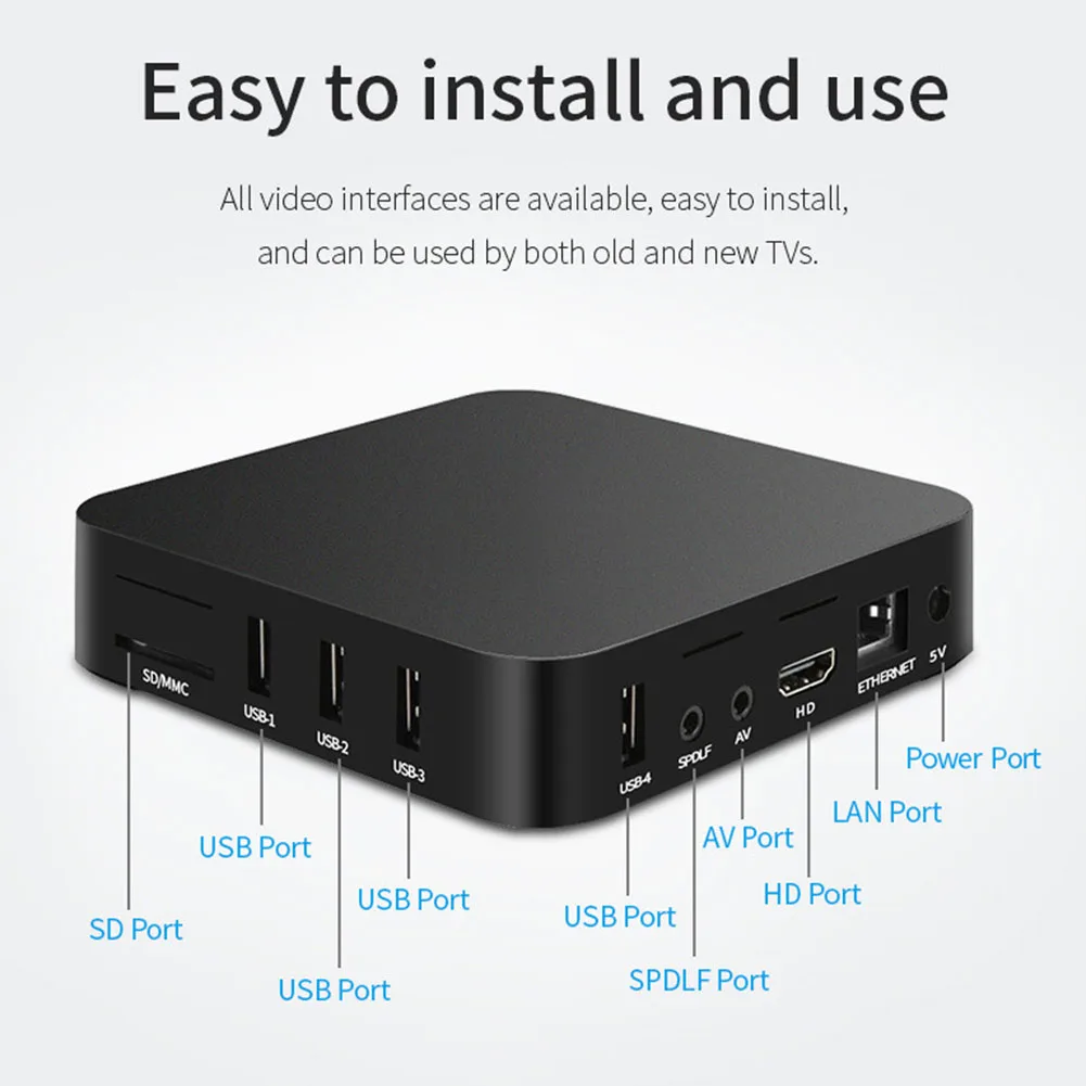 Android 12 Set Top Box RK3228A Quad Core 2.4G&5G Dual WiF TV Media Player RAM 1GB ROM 8GB Video Media Player