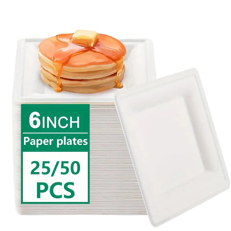 Disposable Square Plates Party Tableware for Household Restaurant Picnics