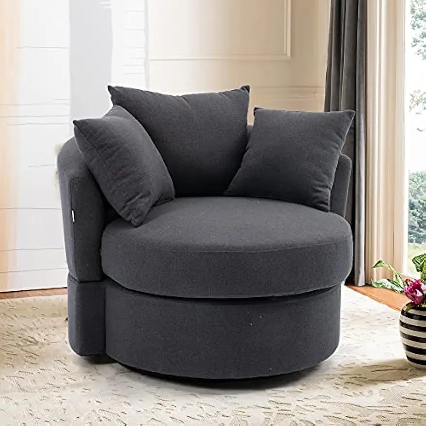 Modern Swivel Accent Chair Barrel Chair for Hotel Living Room, Modern Leisure Lumbar support comfortable and posture