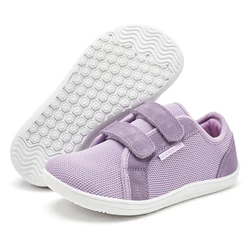 Children's Lightweight Breathable Mesh Sneakers with Wide Toe Design and Easy Hook Loop Closure - 30 (Light Purple)