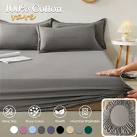 Soft Microfiber Fitted Bed Sheets with Elastic Bands Cotton Bedspread Covers Mattress Pad for Single Double/King/Queen Size Beds 1