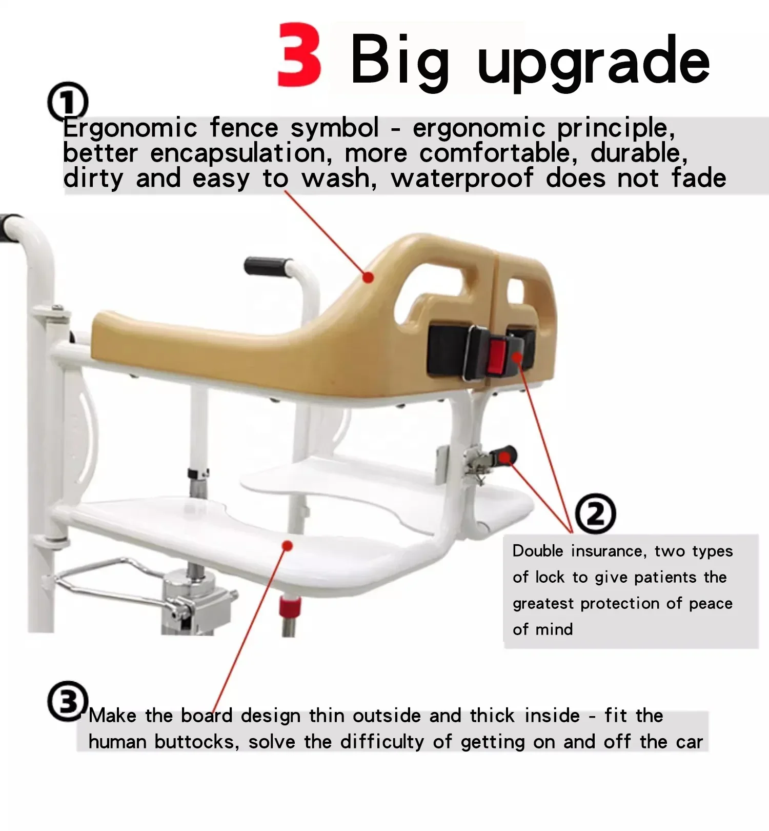 Electric Patient Transfer Lift Chair Commode Home Use for Disabled Elderly Paralysis Patient 3