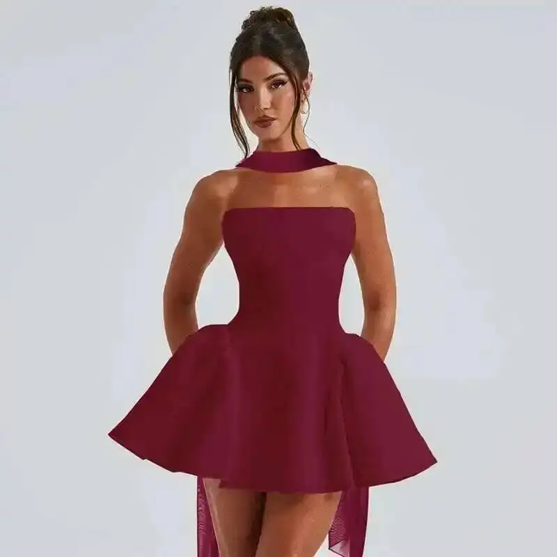 Elegant Off Shoulder A-Line Dress - Sexy Backless Mini Party Dress for Women