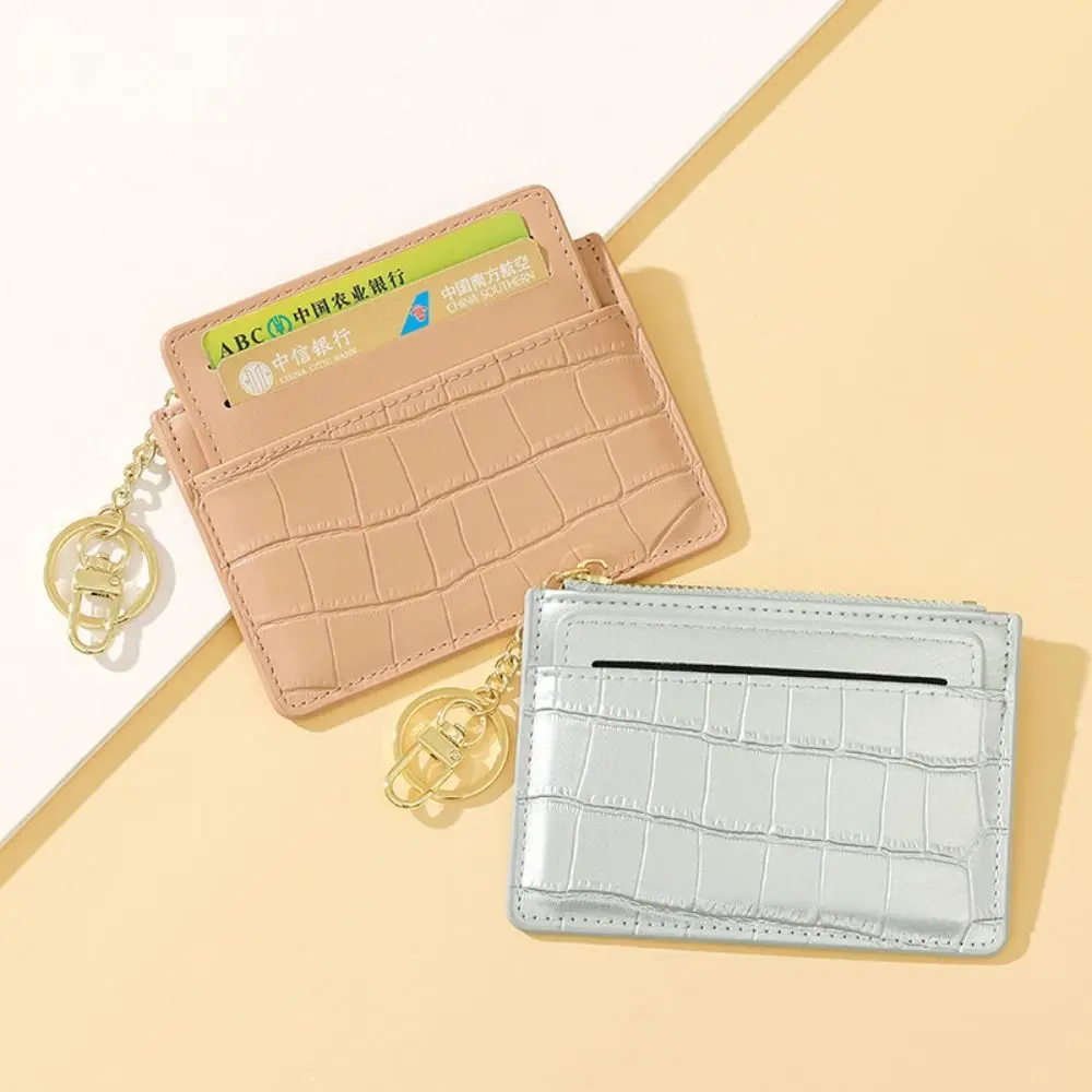 

PU Leather Card Holder Wallet Cute Portable With Zipper Credit Card Bag Small Coin Pocket Women