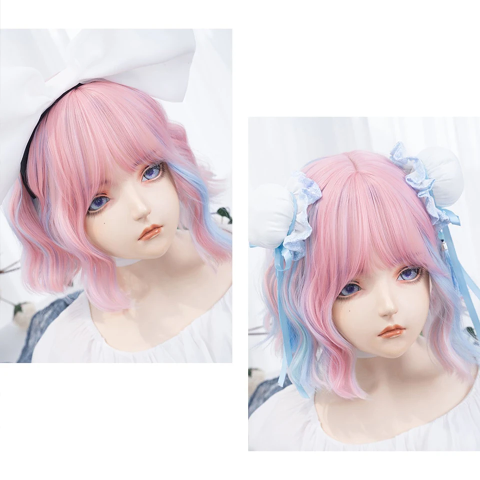 Synthetic Curly Bob Wig for Women with Bangs