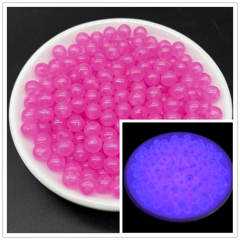 thumbnail image 1 of Cuentas redondas de acrílico luminosas de 6/8/10 mm que brillan en la oscuridad, espaciador suelto para pesca, para marcar joyas, hacer collares y pulseras, 1 of 5