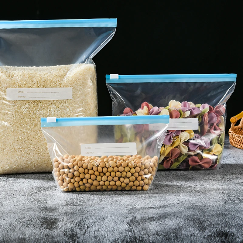 

Reusable Zip Lock Bag Food Grade Transparent Storage Bag With Zipper Sealing Plastic Container Travel Freezer Camping Kitchen