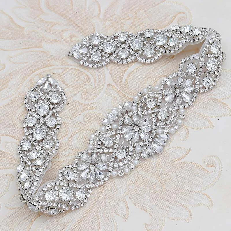

WENXI (10 pcs) Wholesale Bridal Gown Sash Crystal Rhinestones Appliques Accessory For Wedding Dress Belt WX829