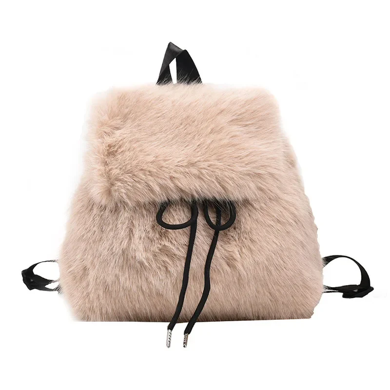 Cute Plush Mini Backpack Women's New Autumn And Winter Vintage Women's Backpack Student Class Commuter Small Backpack Bucket Bag 4
