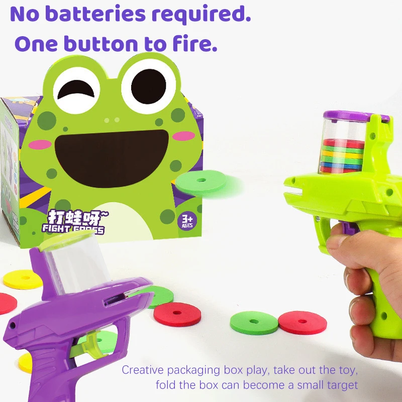 Children Carrot Gun Toys Shooting Saucer Disc Toy Soft Bullet Safety EVA Shooters Gun Toy Bullet Battle Interactive Outdoor Toys 3