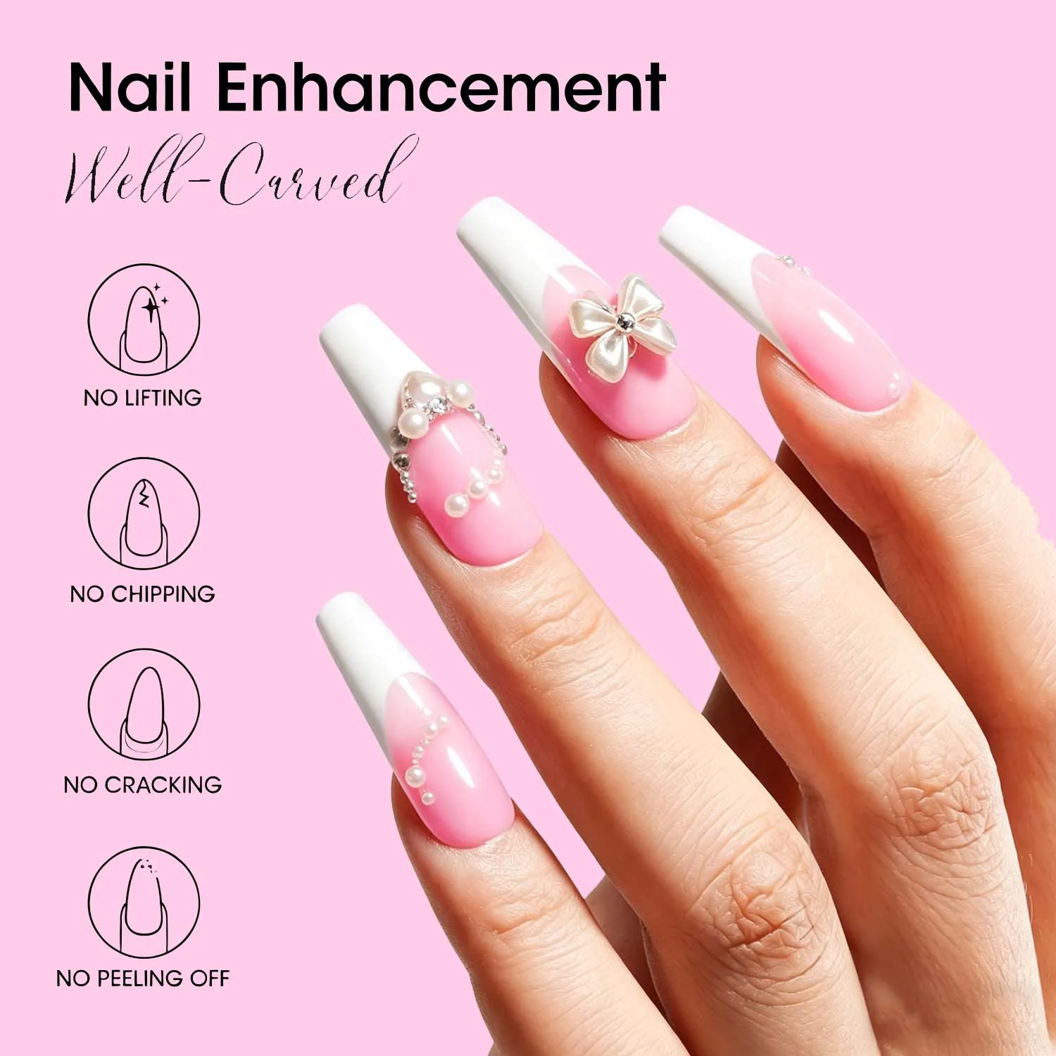 Nail Art Gel Kit - Versatile 7-in-1 Hard Nail Extension & Polygel Set, 4 Vibrant Colors, 15ml Each for Shaping and Thickening