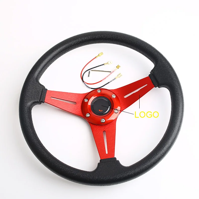 Universal 14inch Leather Steering Wheel Drift Sport Steering Wheels hollow car steering wheel