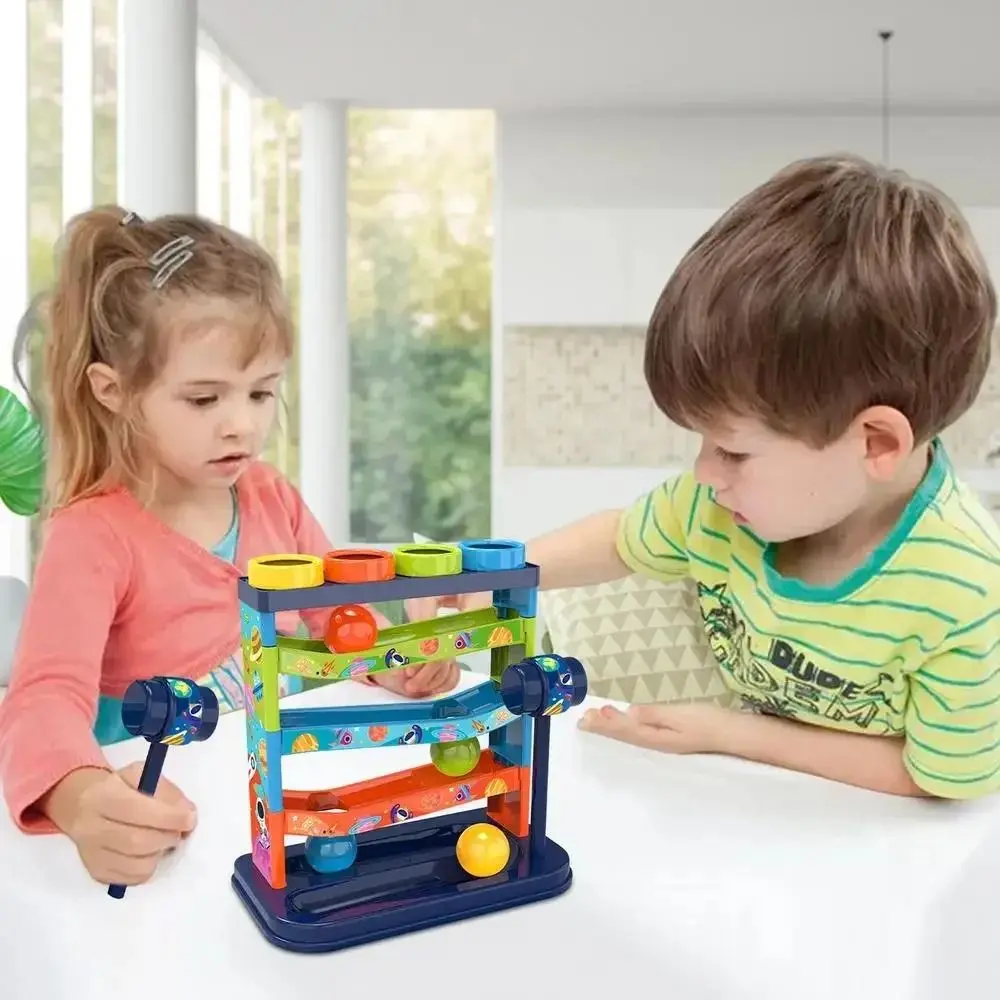 Plastic Slide Rolling Ball Ramp Interactive Montessori 5-Layer Colorful Track Colorful Puzzle Track Knocking Ball Children's