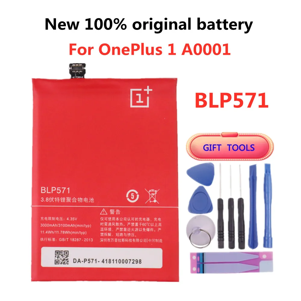 

New 3100mAh BLP571 Original Battery For OnePlus 1 A0001 High Quality Phone Replacement Batteries Batterie Bateria + Tools Kits