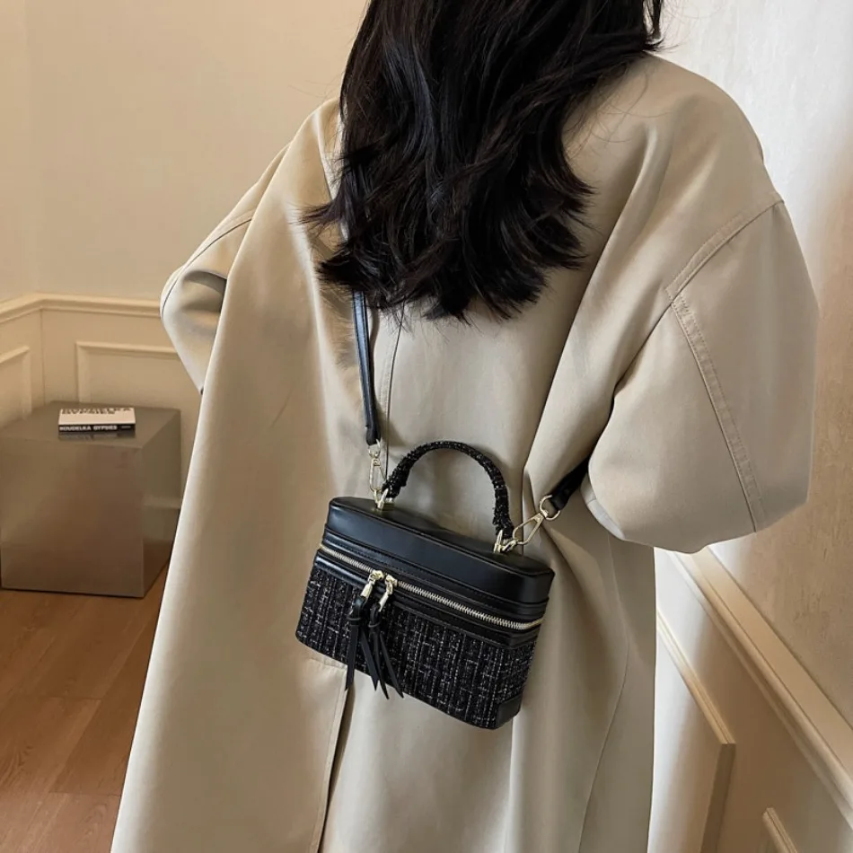 Vintage Woolen Box Women Handbags Luxury Designer Shoulder Crossbody Bags for Women 2025 New Square Chains Sling Bag Clutch Lady 2