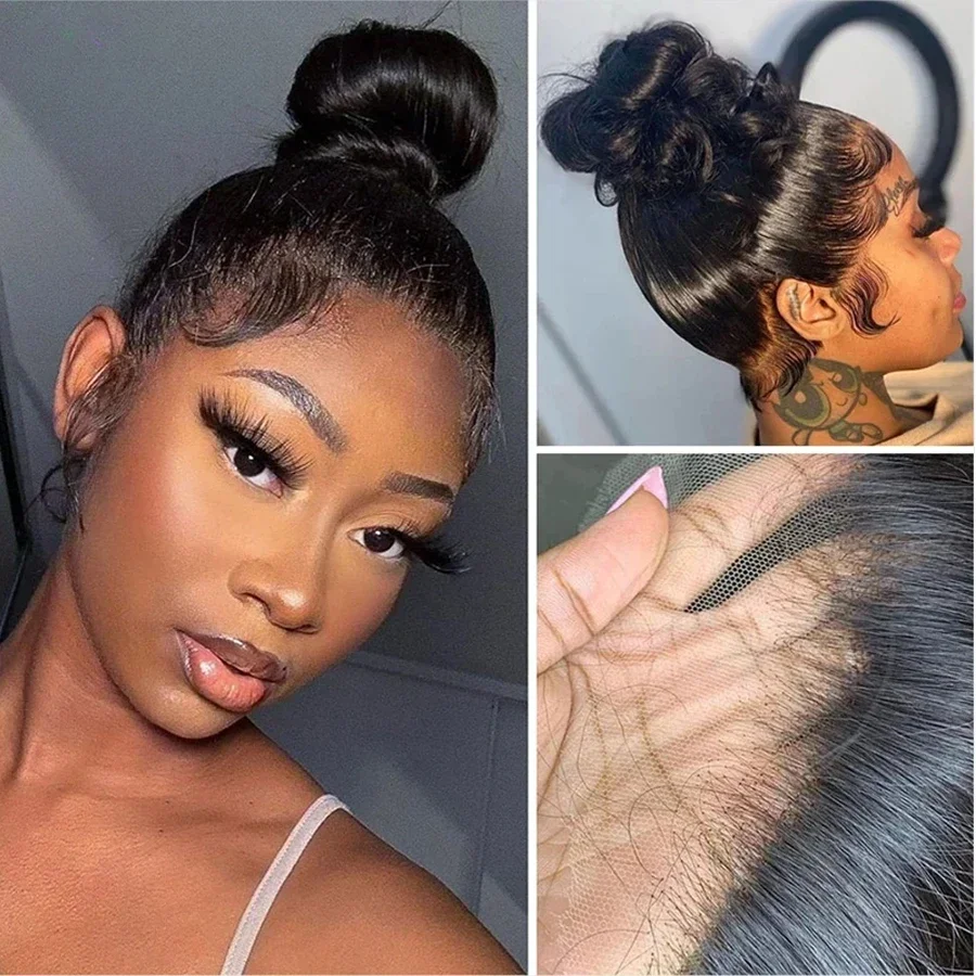 360 Lace Frontal Wigs Remy Human Hair Wig for Women Pre Plucked Transparent Lace Wig Straight Natural Color Bobbi