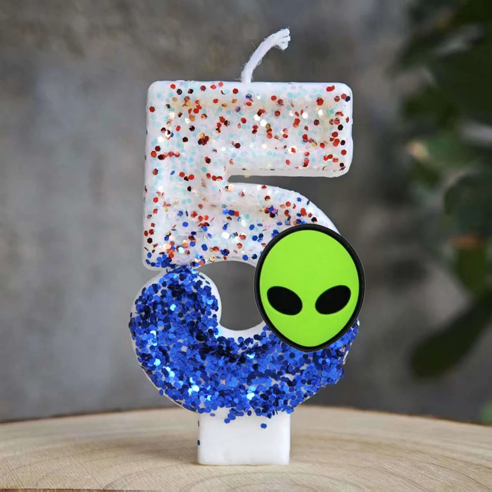 Lustige Alien-Themen-Kerzen 0-9 Zahlen Kindergeburtstag Tortenkerzen Dekoration für Babyparty-Dekor – Detail 16
