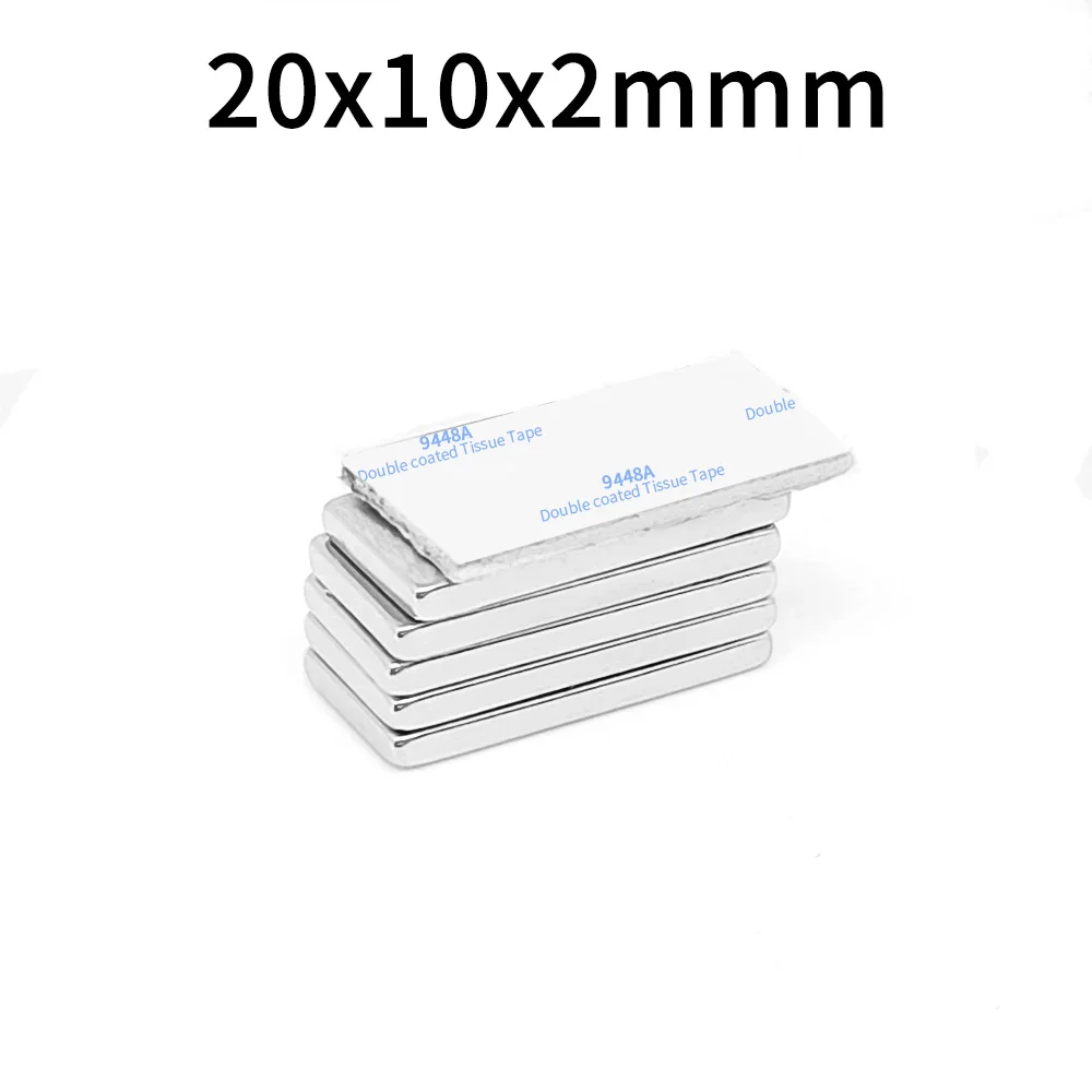 5/10/20/50/100/150PCS 20x10x2 Block Search Magnet With 3M Double-Sided Adhesive Tape 20*10*2 Strong Neodymium Magnets 20x10x2mm