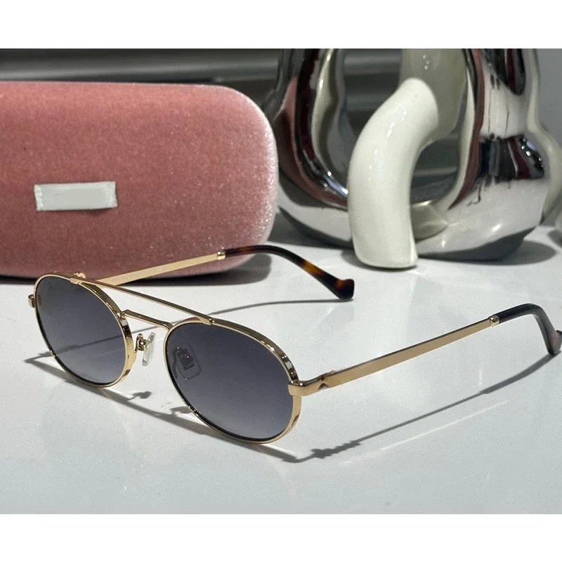 

Retro Oval Sunglasses for Men and Women Oval Sheet and Metal High Quality UV400 Frog Mirror 54mm Luxury Brands Fashion