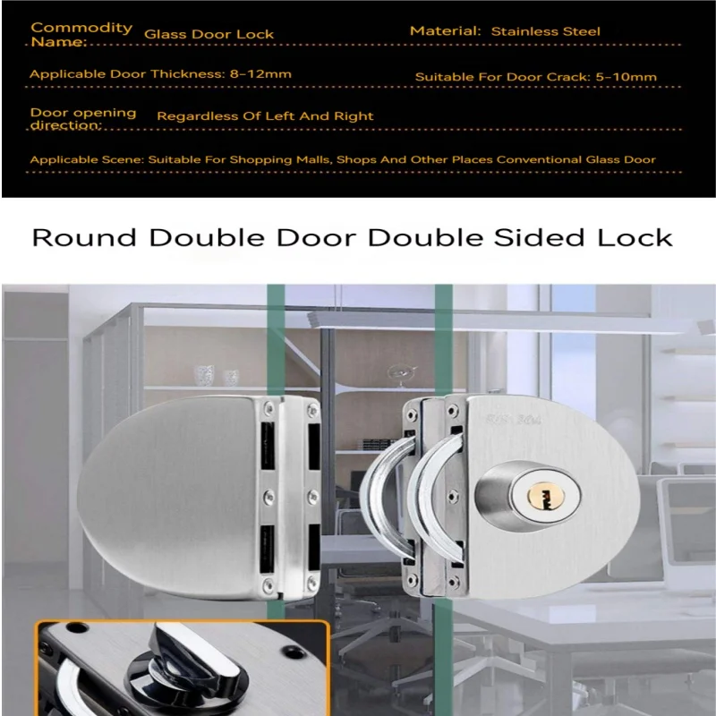 

1/2 Piece Glass Display Cabinet Lock 304 Stainless Steel Sliding Door Lock No Drilling Required Easy Installation with 3 Keys