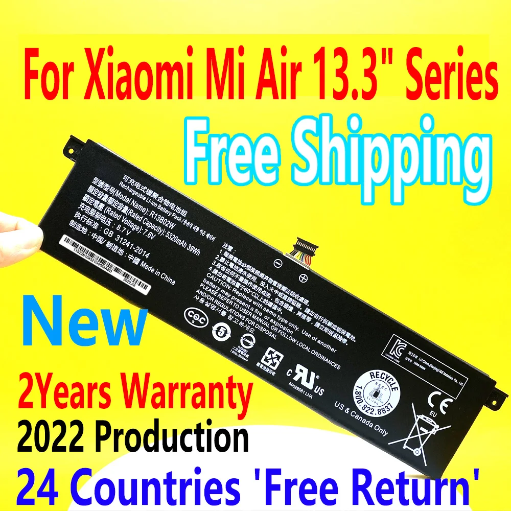 NEW 5230mAh R13B01W R13B02W Tablet Battery For Xiaomi Mi Air 13.3