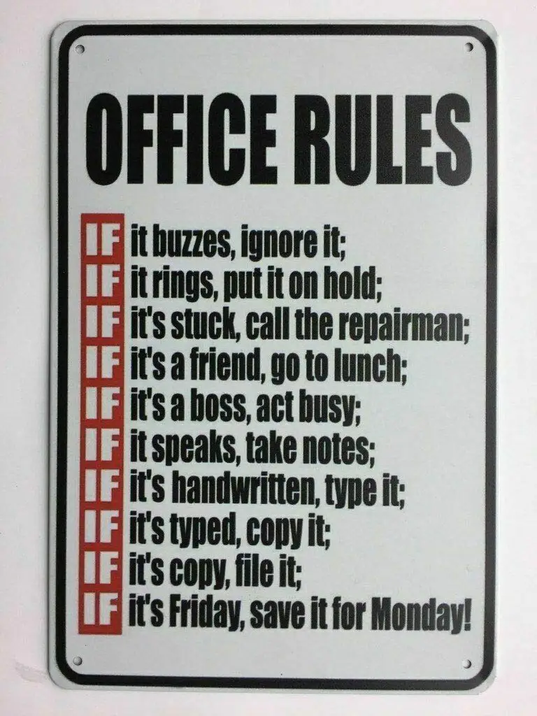

Office Rules Metal Novelty Tin Sign Retro Wall Home Bar Pub Vintage Cafe Decor, -Metal Tin Signs, Home Kitchen Wall Retro Poster
