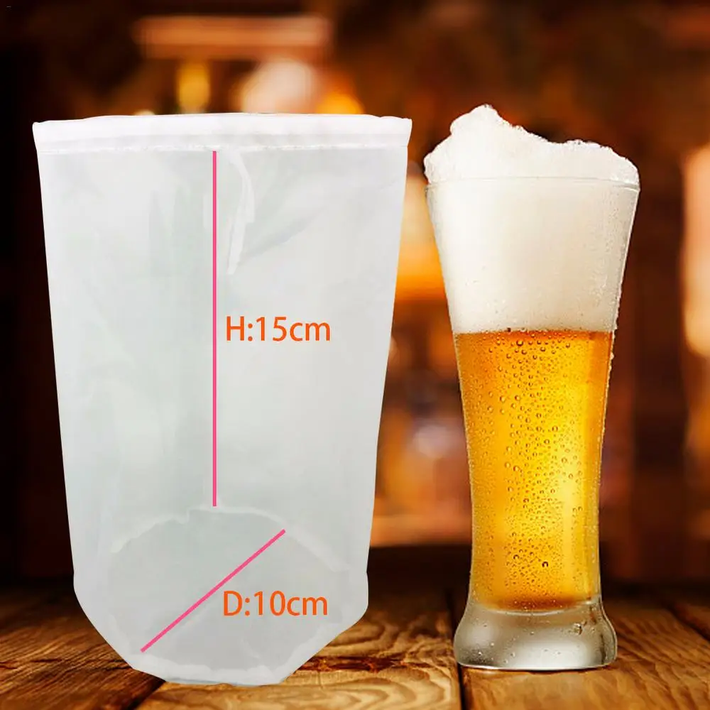 Description Picture 2 of item8 Sizes 100 Mesh Beer Nylon Strainer Filter Bag Reusable Mesh Net Strain For Milk Hops Tea Brewing Home Wine Making Bar Tool