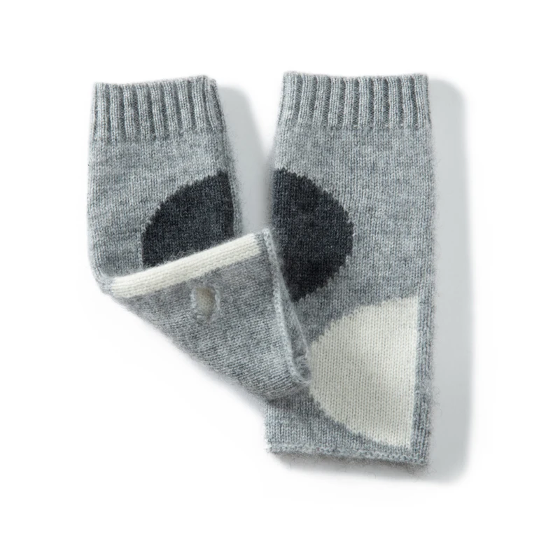 High-Quality Pure Goat Cashmere Mitt Exposed Finger Women's Gloves Winter Warmer Knitted Gloves Female Wrist Fingerless Minttens