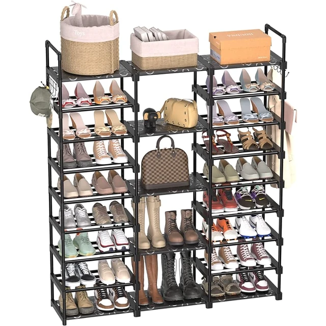 WOWLIVE 9 Tiers Large Shoe Rack Storage Organizer for Closet 50-55 Pairs  Shoe Tower Unit Shelf Durable Metal Pipes with Plastic - AliExpress