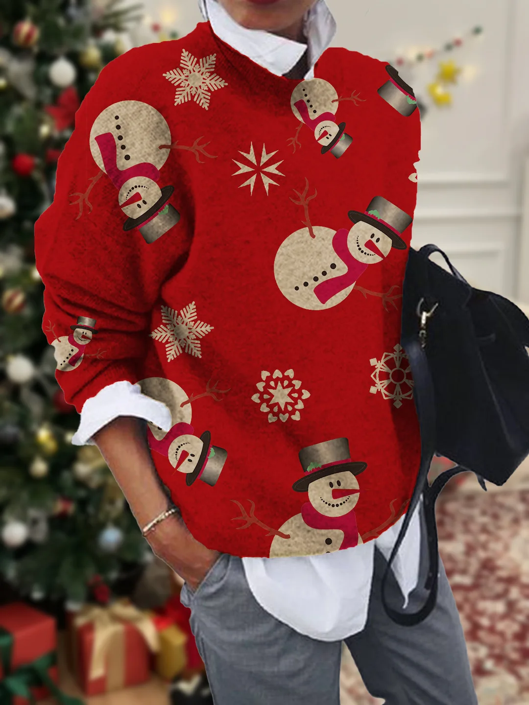 Beautiful Winter Pullover, Fashionable Christmas Snowman