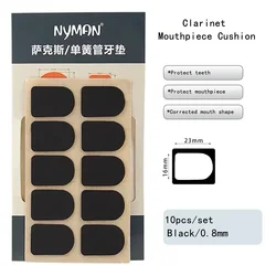 Saxophone & Clarinet Mouthpiece Cushions - Set of 10 Silicone Pads, 0.5mm/0.8mm Thickness (Black Clarinet 0.8mm)