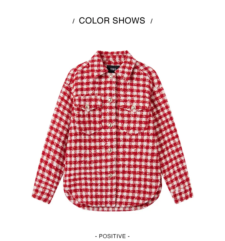 Prendas de abrigo para mujer, estilo medio largo, moda nueva primavera, top de tweed a cuadros