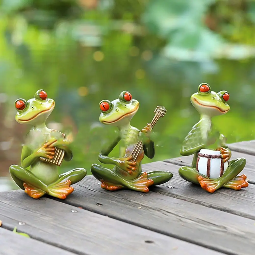 Crafts Resin Frog Statue Creative Cute Animal Sculpture Handicraft Simulated Miniatures Figurine Office