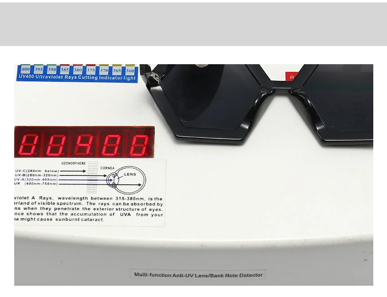 56880 neue Polygon Farbverlauf Sonnenbrille Frauen Mode große Retro Sonnenschutz Spiegel im Freien Schutzschirme uv400 – Detail 3
