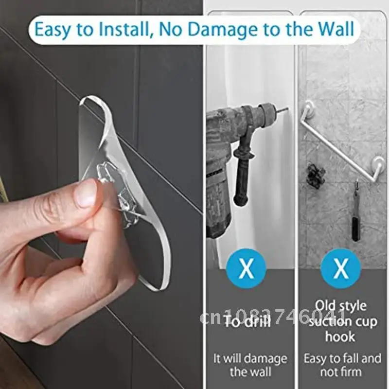 

20 Transparent Anti-skid Traceless Heavy Duty Stick on Hook Adhesive Wall Hooks Door Hook Bathroom Kitchen Wall Stickers Pcs